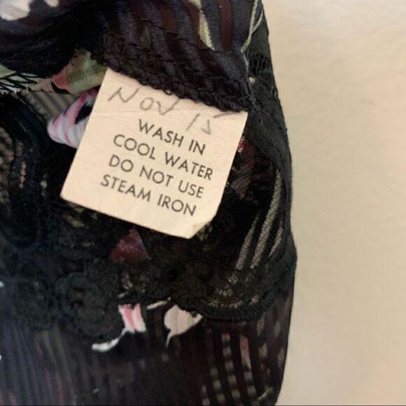 Vintage Eve Stillman Sheer Lace Floral Stripe Print Bodysuit - Picture 6 of 10